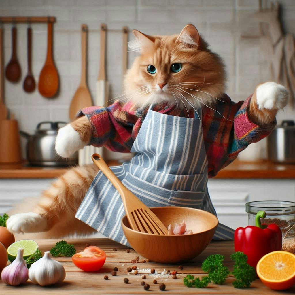 料理する猫