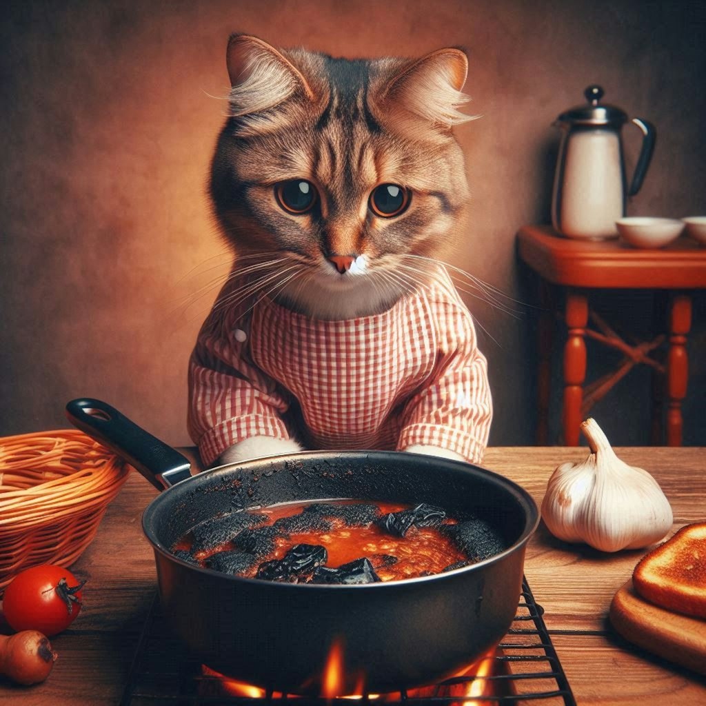料理する猫