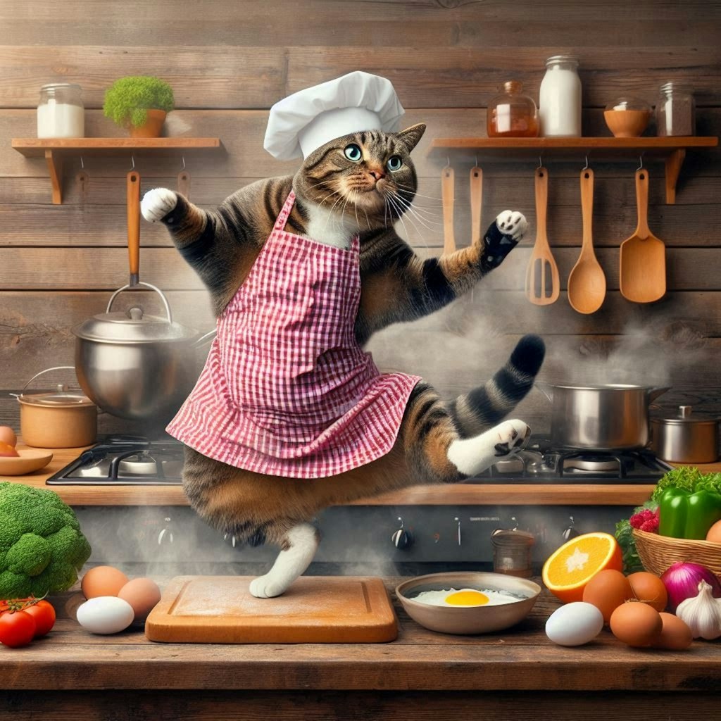 料理する猫