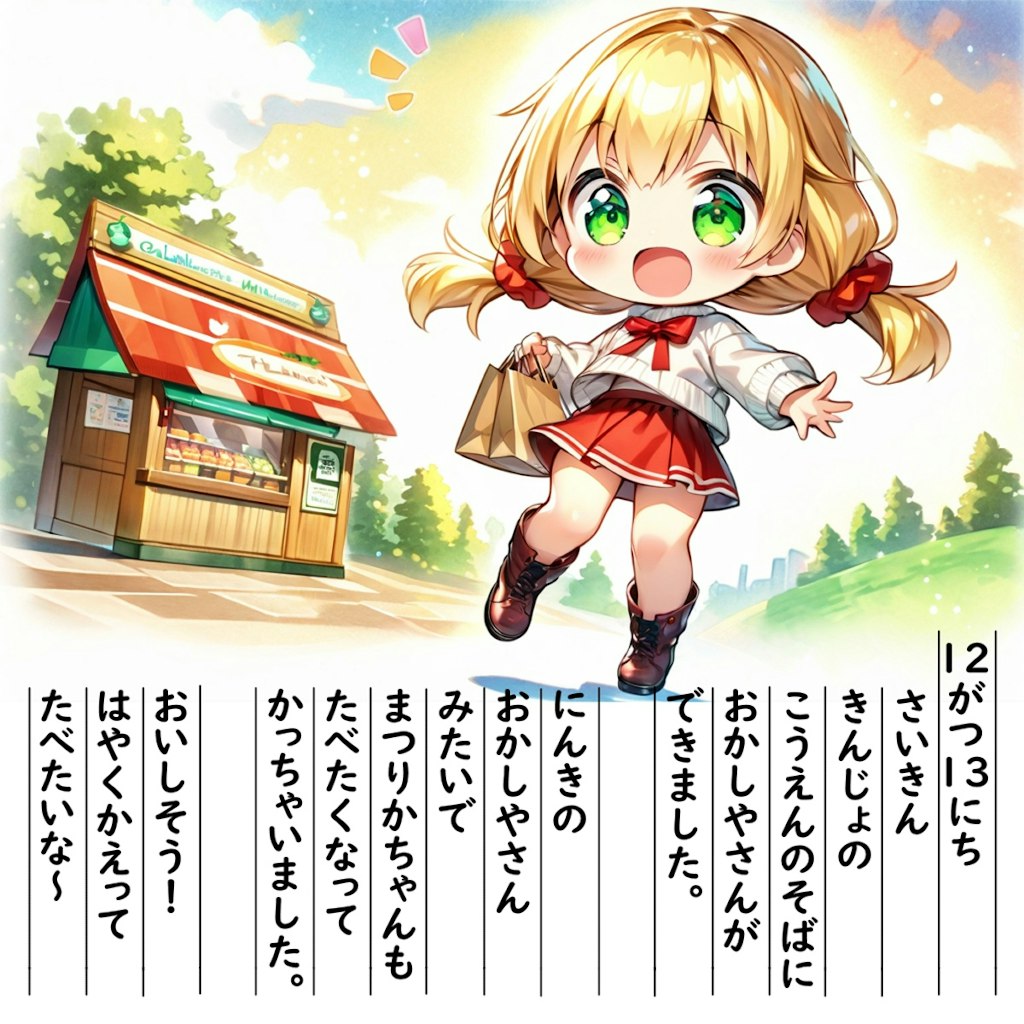 【絵日記】おかしやさんができました