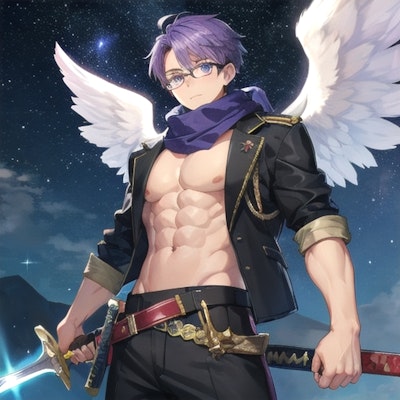 紫髪男性天使