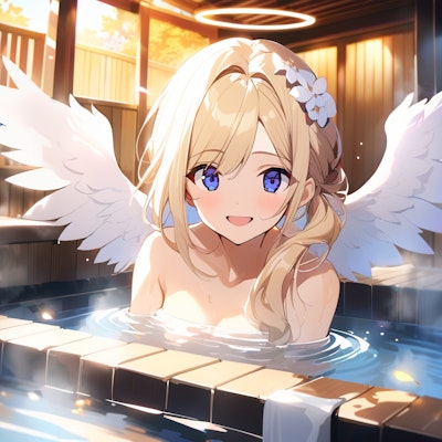 天使と温泉