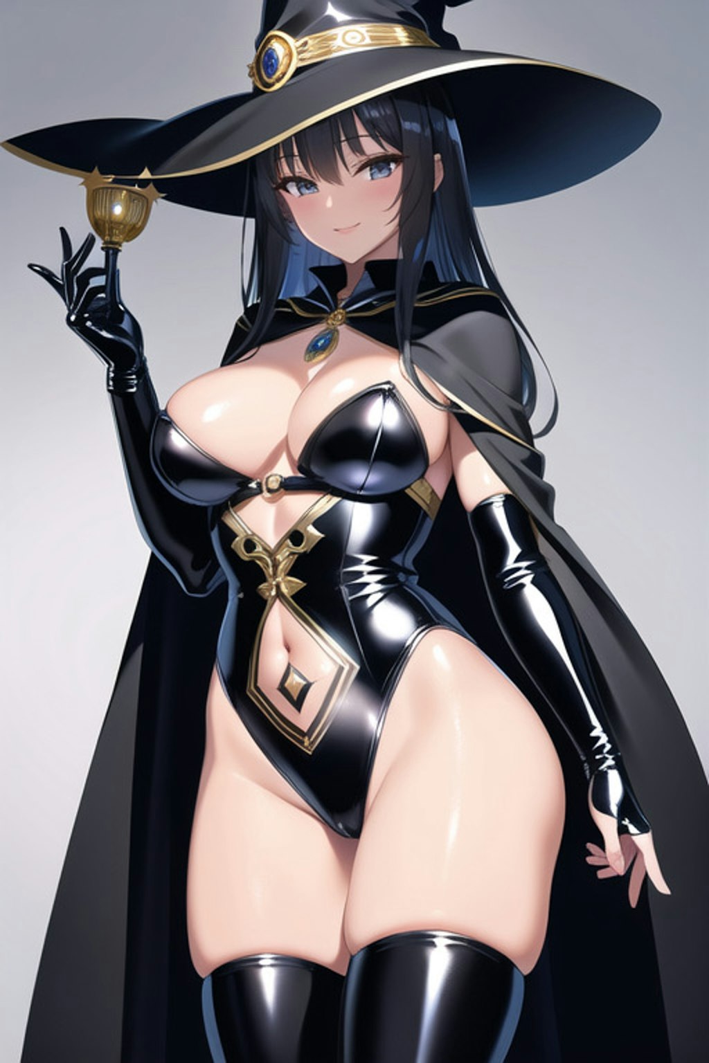 黒ラバー衣装魔女