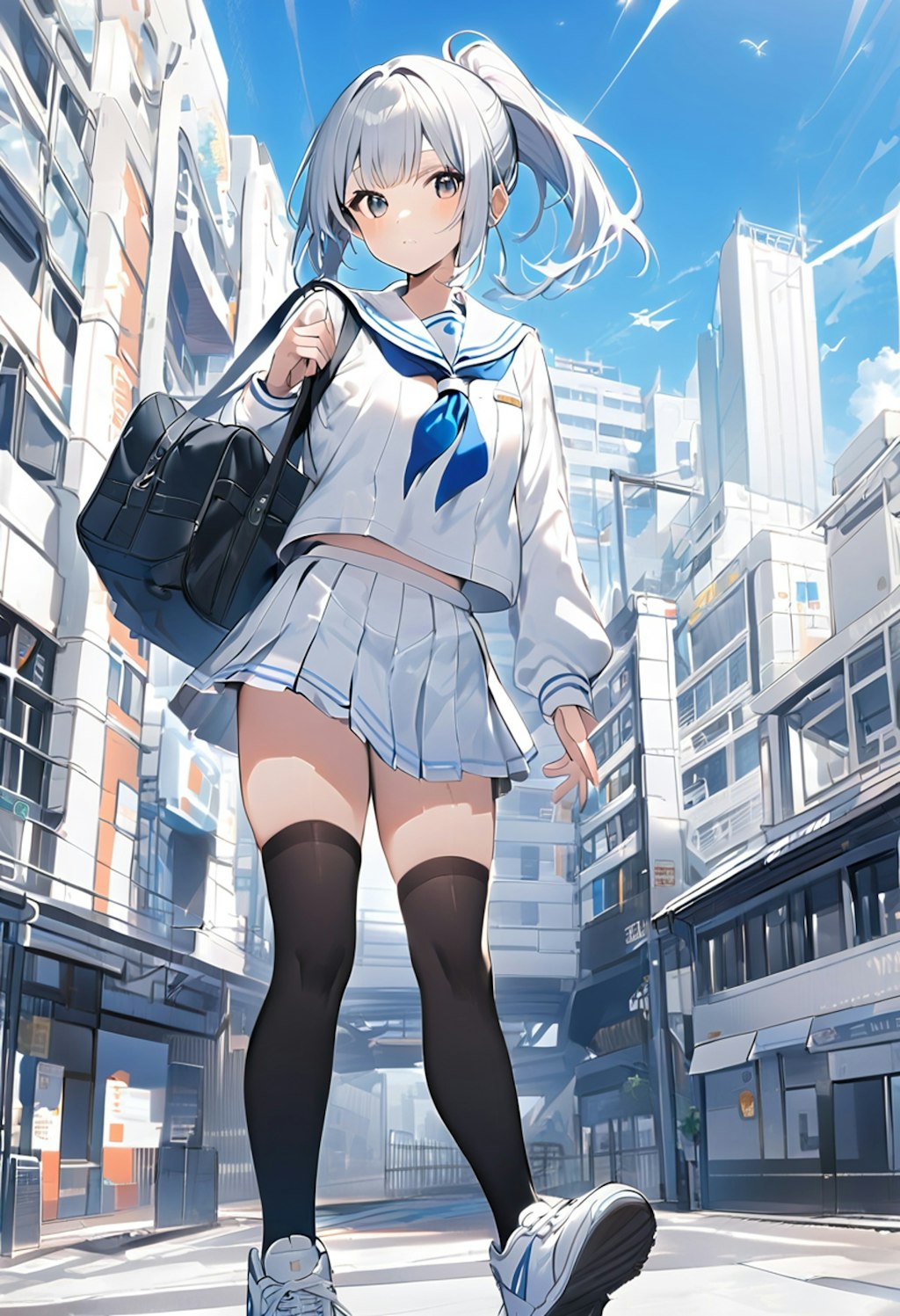 制服+ニーハイ