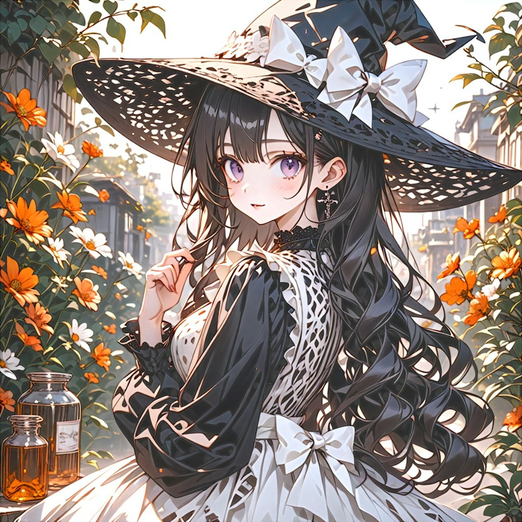 Witch Hat, Flower & Bottle