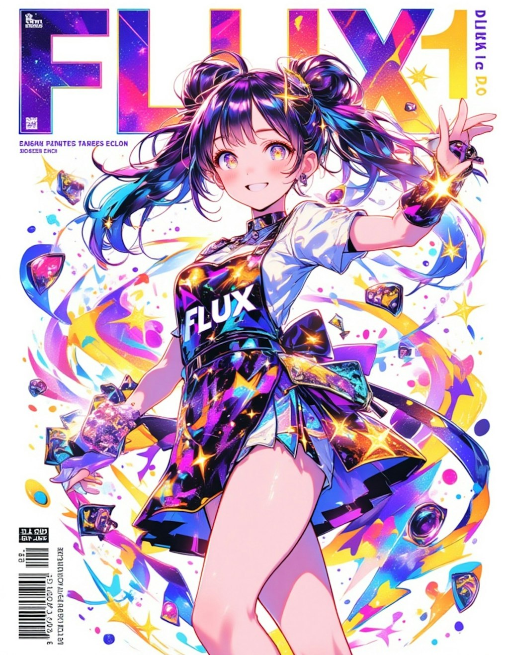 10歳の魔法少女FLUXとフェレットの相棒が彩る、FLUX特別表紙イラスト