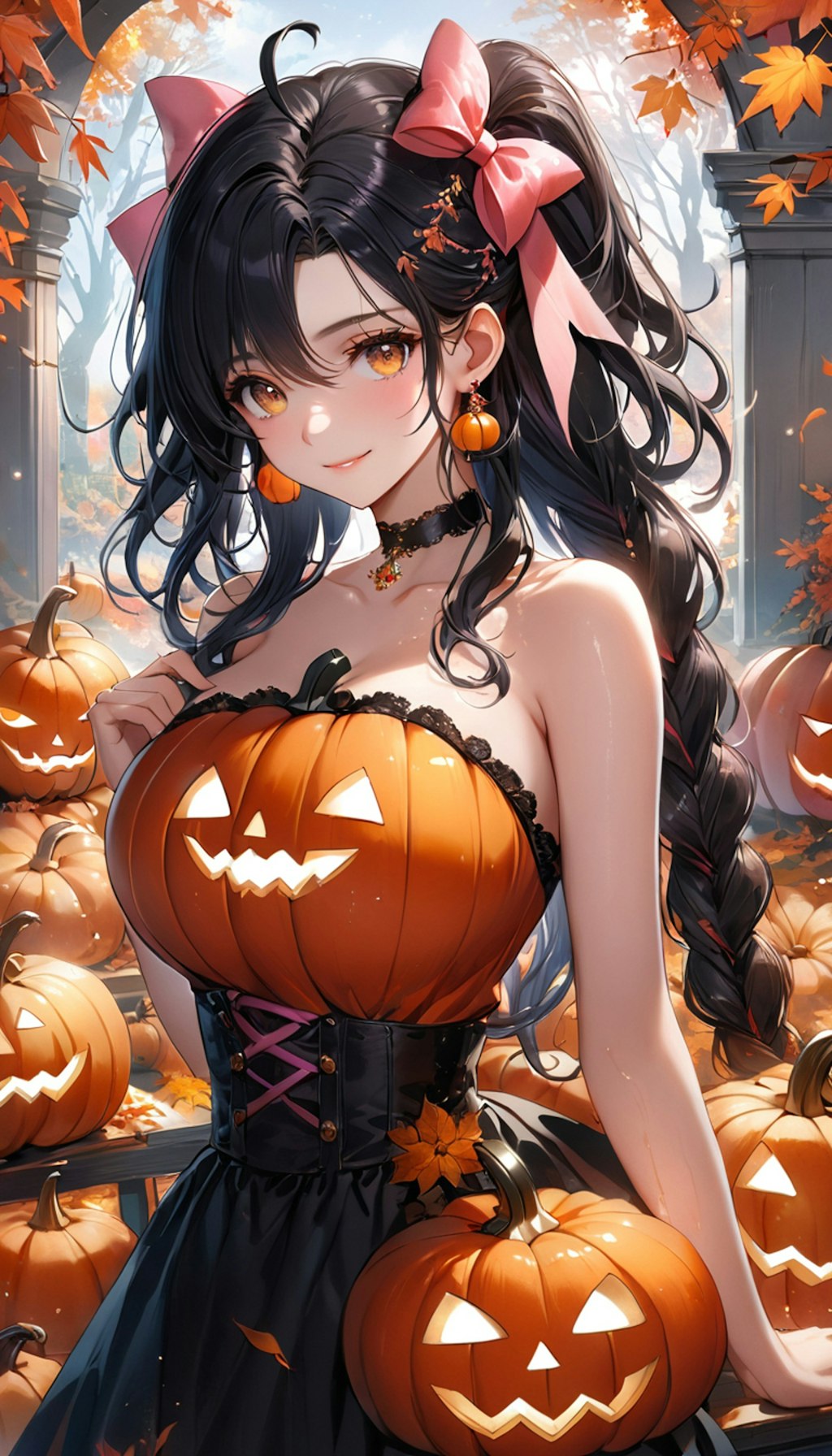 パンプキンドレス　黒髪ハロウィンバージョン