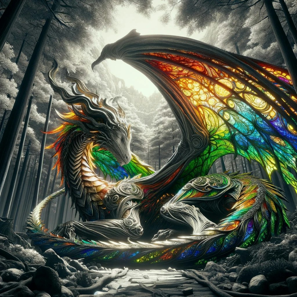 極彩色のドラゴン、穏やかに眠る。