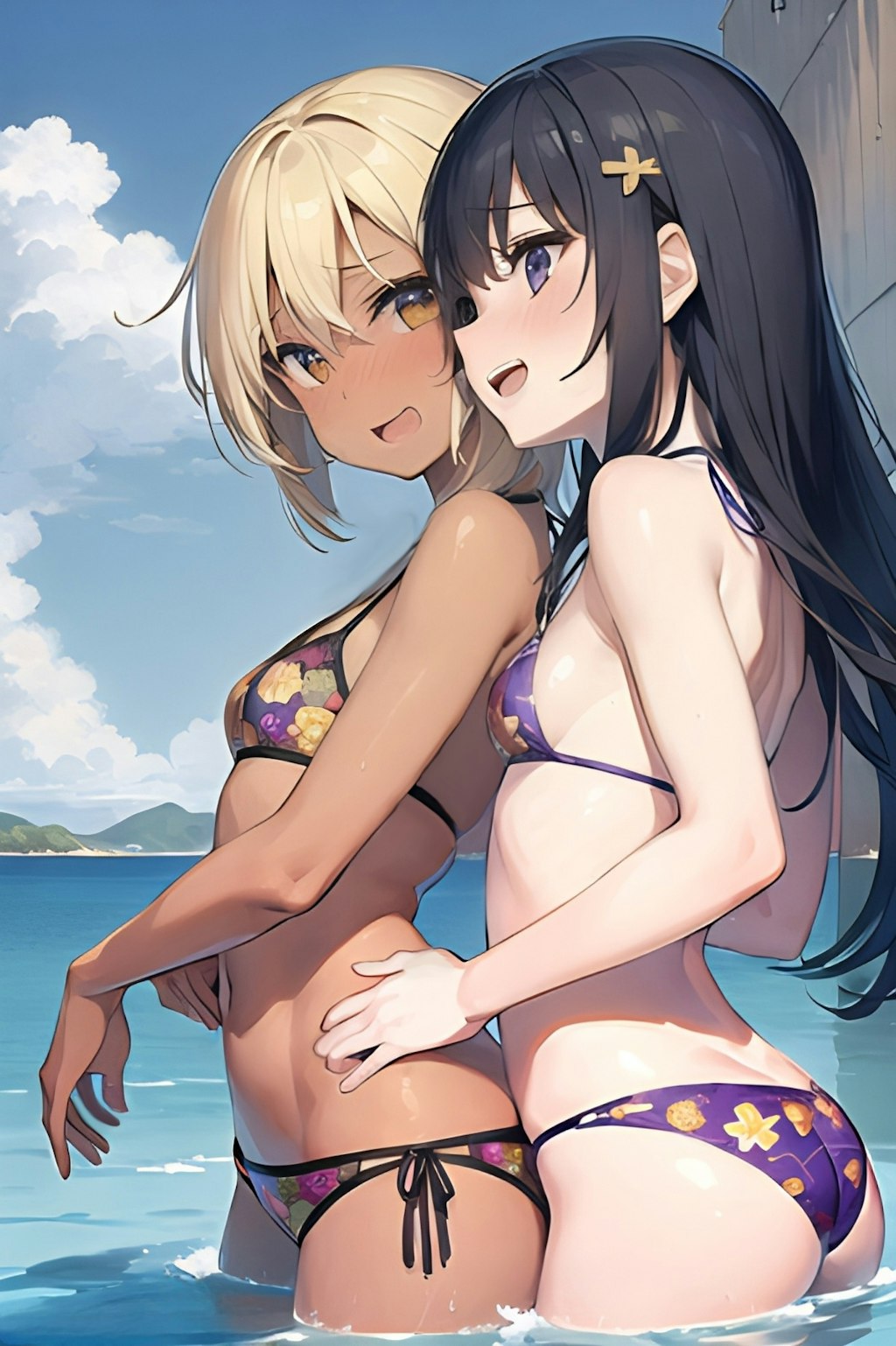 南国で海水浴 (百合の日)