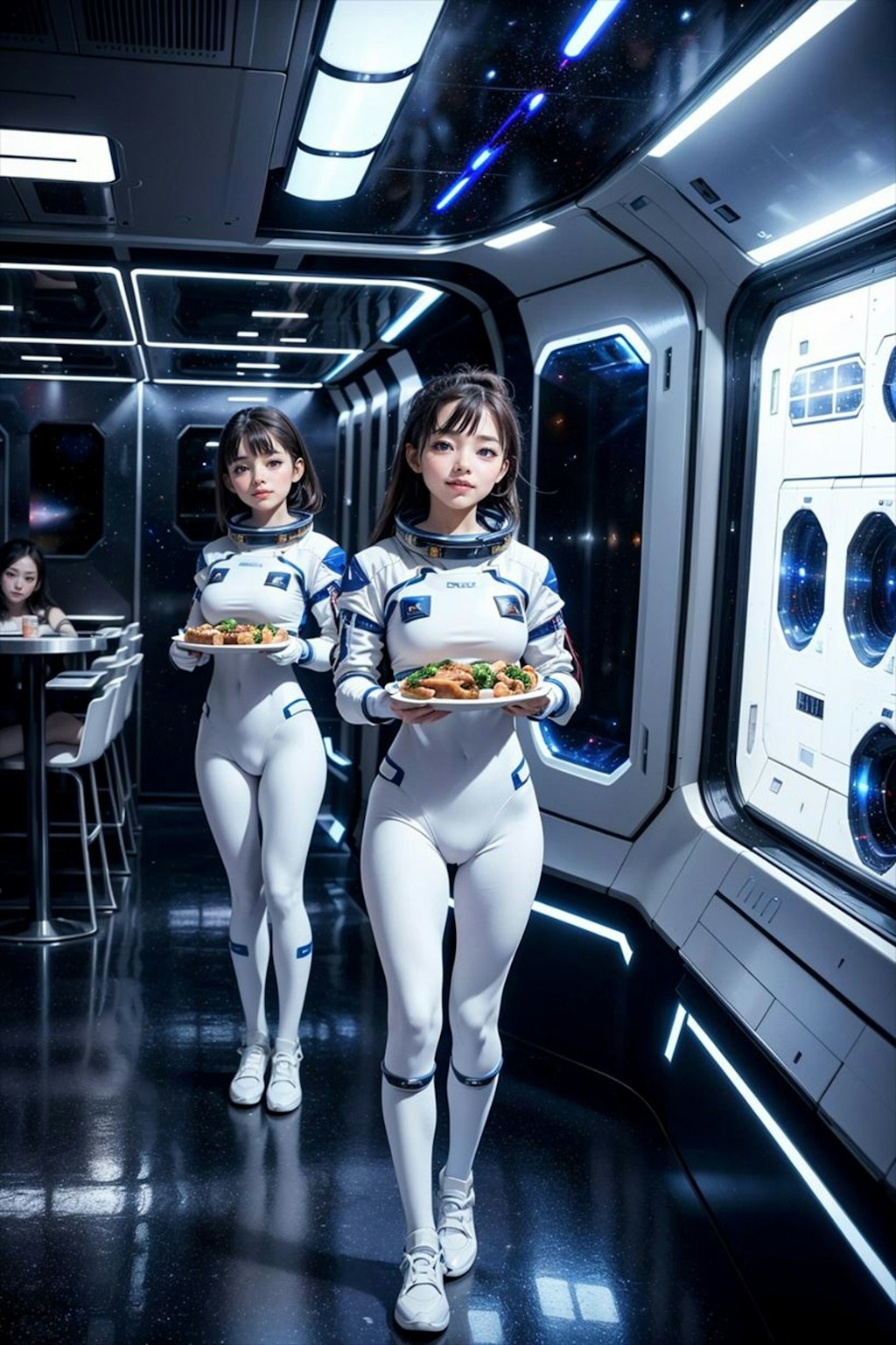 宇宙船の食事タイム