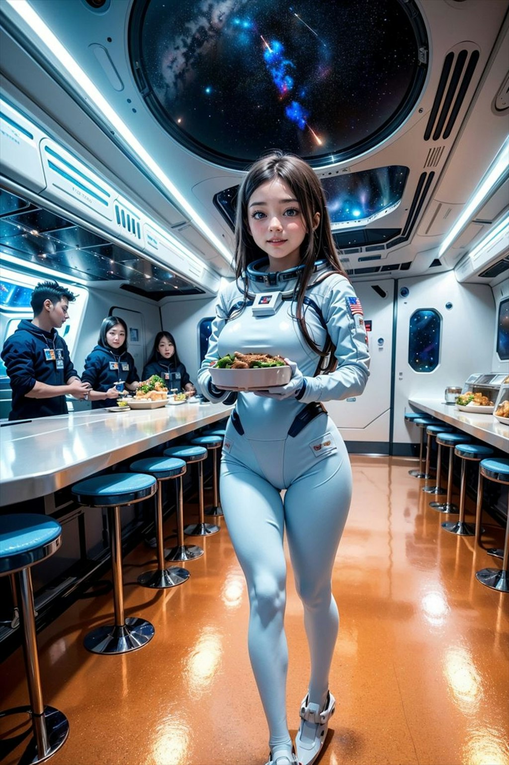 宇宙船の食事タイム