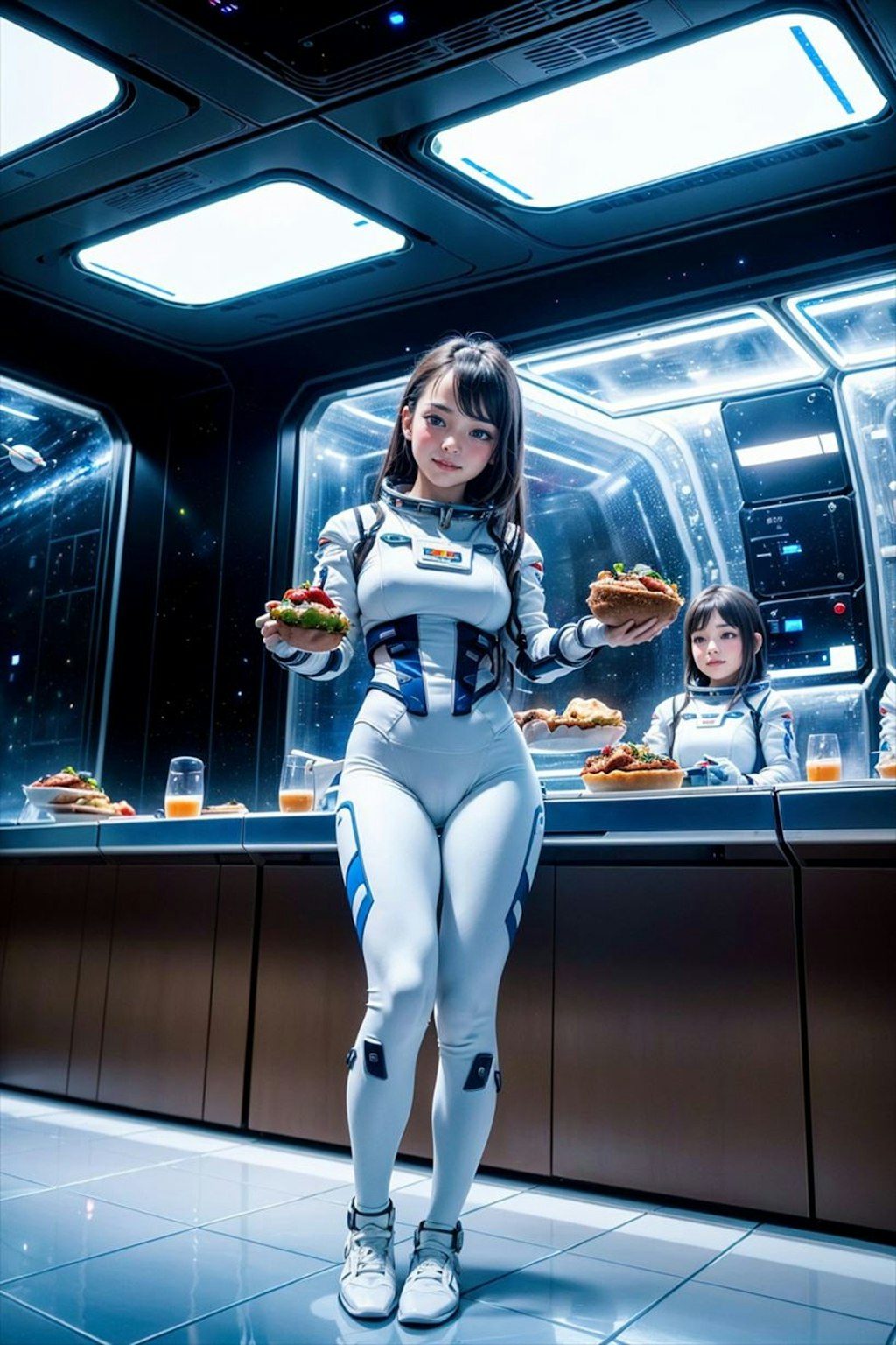 宇宙船の食事タイム