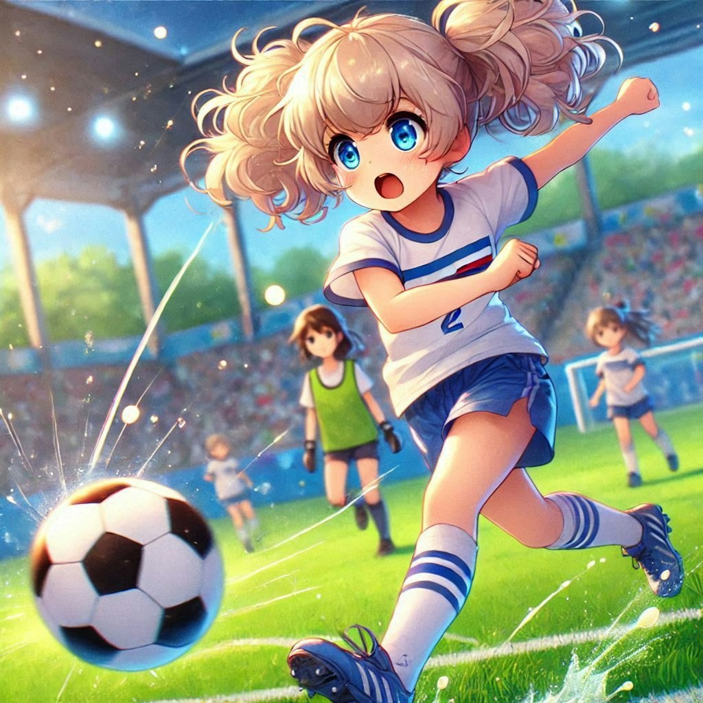 サッカーを楽しんでいる小さな女の子