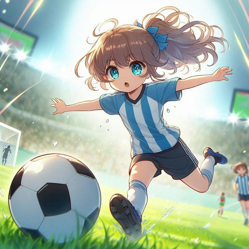 サッカーを楽しんでいる小さな女の子