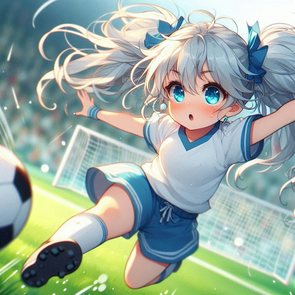 サッカーを楽しんでいる小さな女の子