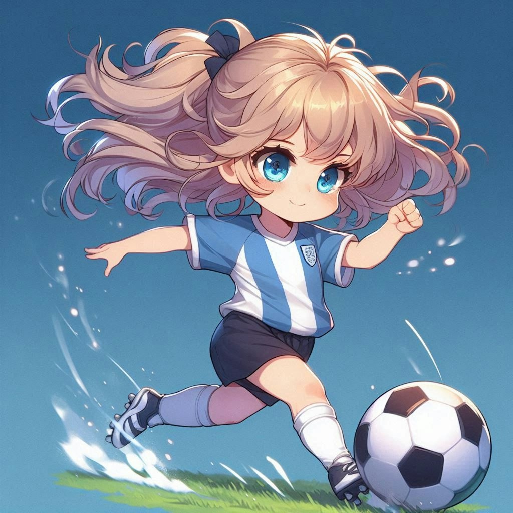 サッカーを楽しんでいる小さな女の子