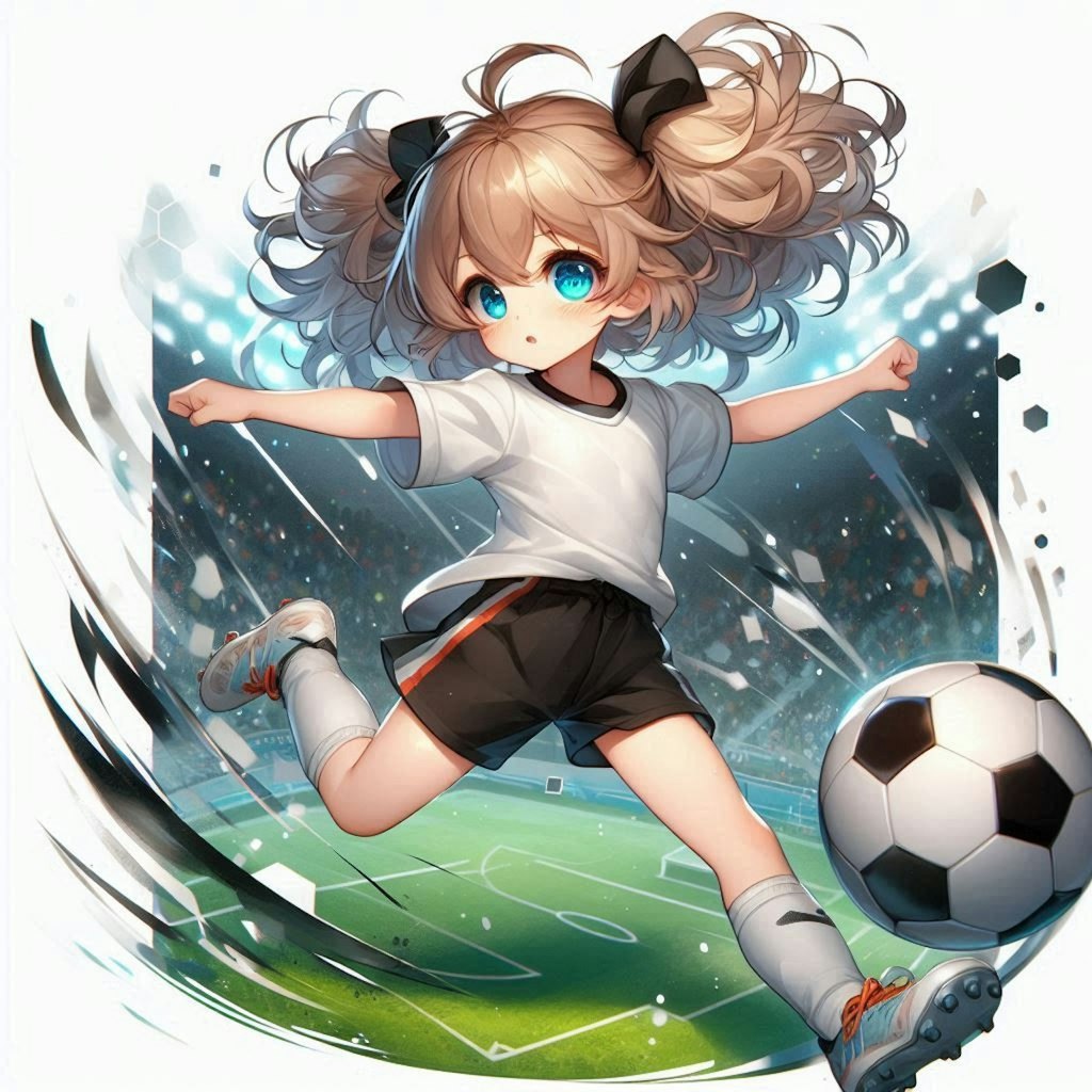 サッカーを楽しんでいる小さな女の子