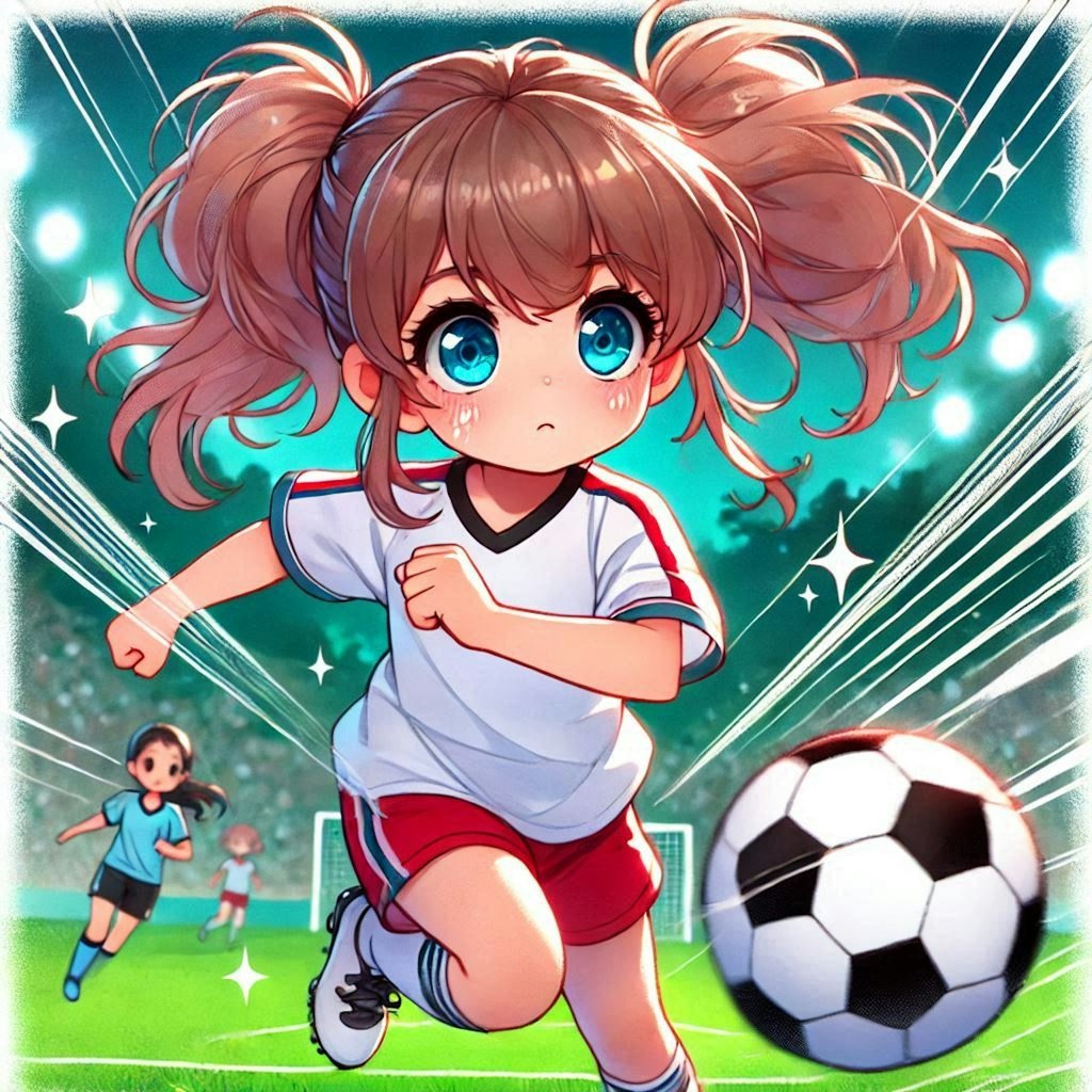 サッカーを楽しんでいる小さな女の子