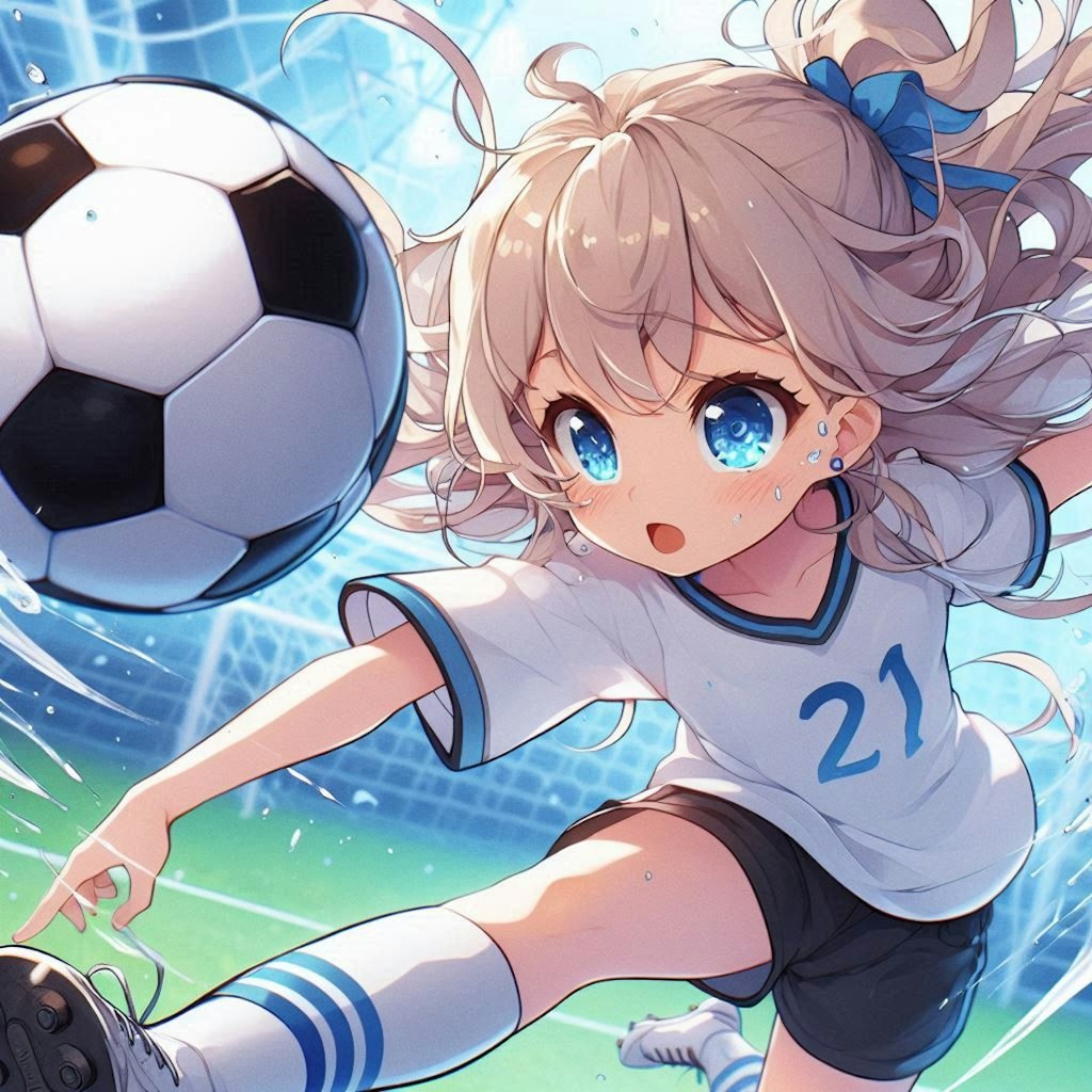 サッカーを楽しんでいる小さな女の子