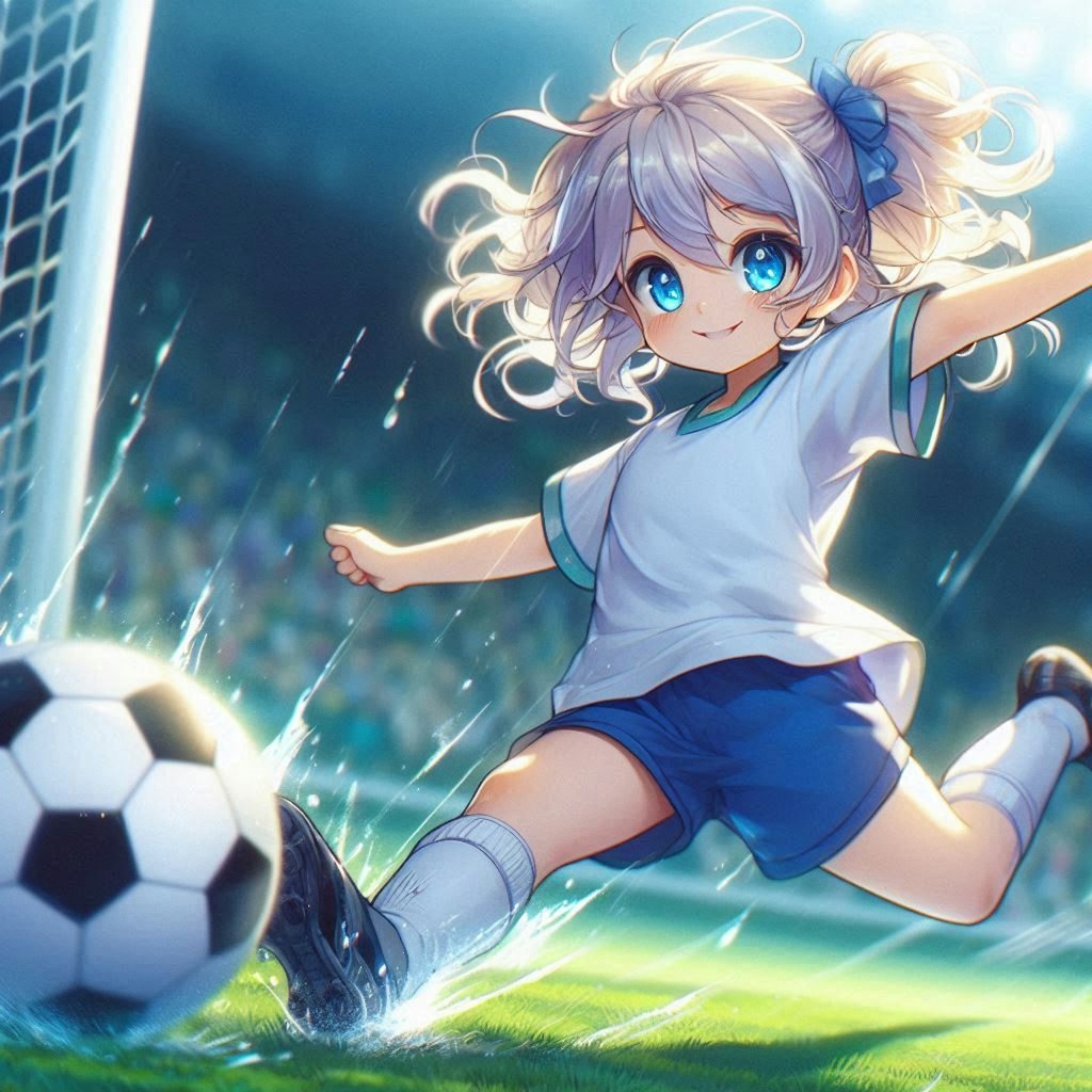 サッカーを楽しんでいる小さな女の子