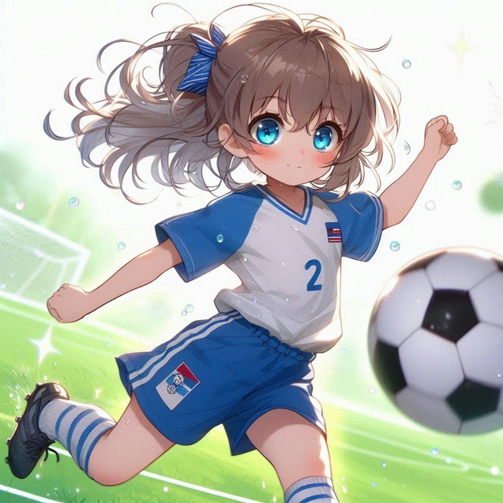 サッカーを楽しんでいる小さな女の子