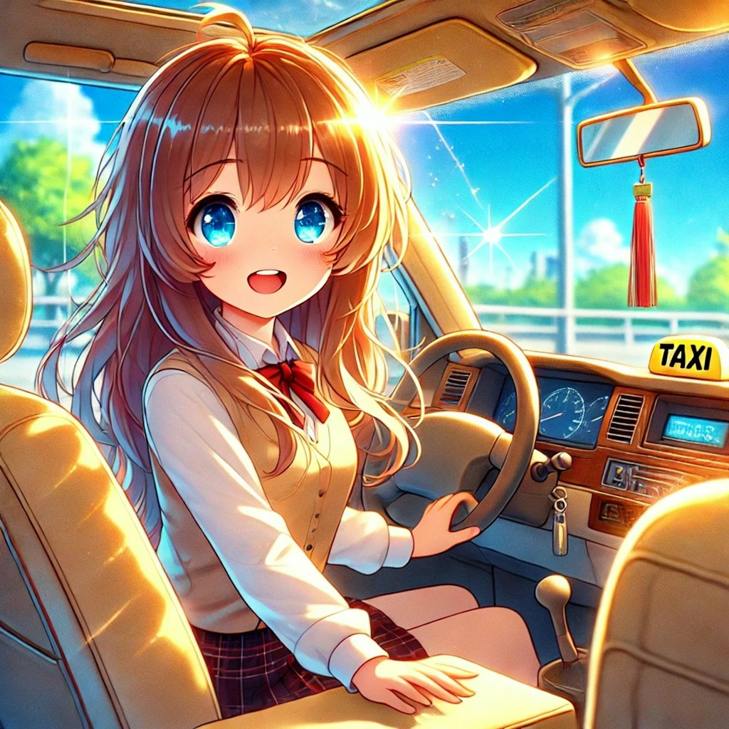 タクシー運転手の小さな女の子