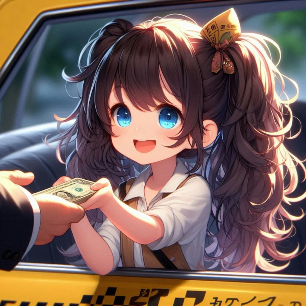 タクシー運転手の小さな女の子