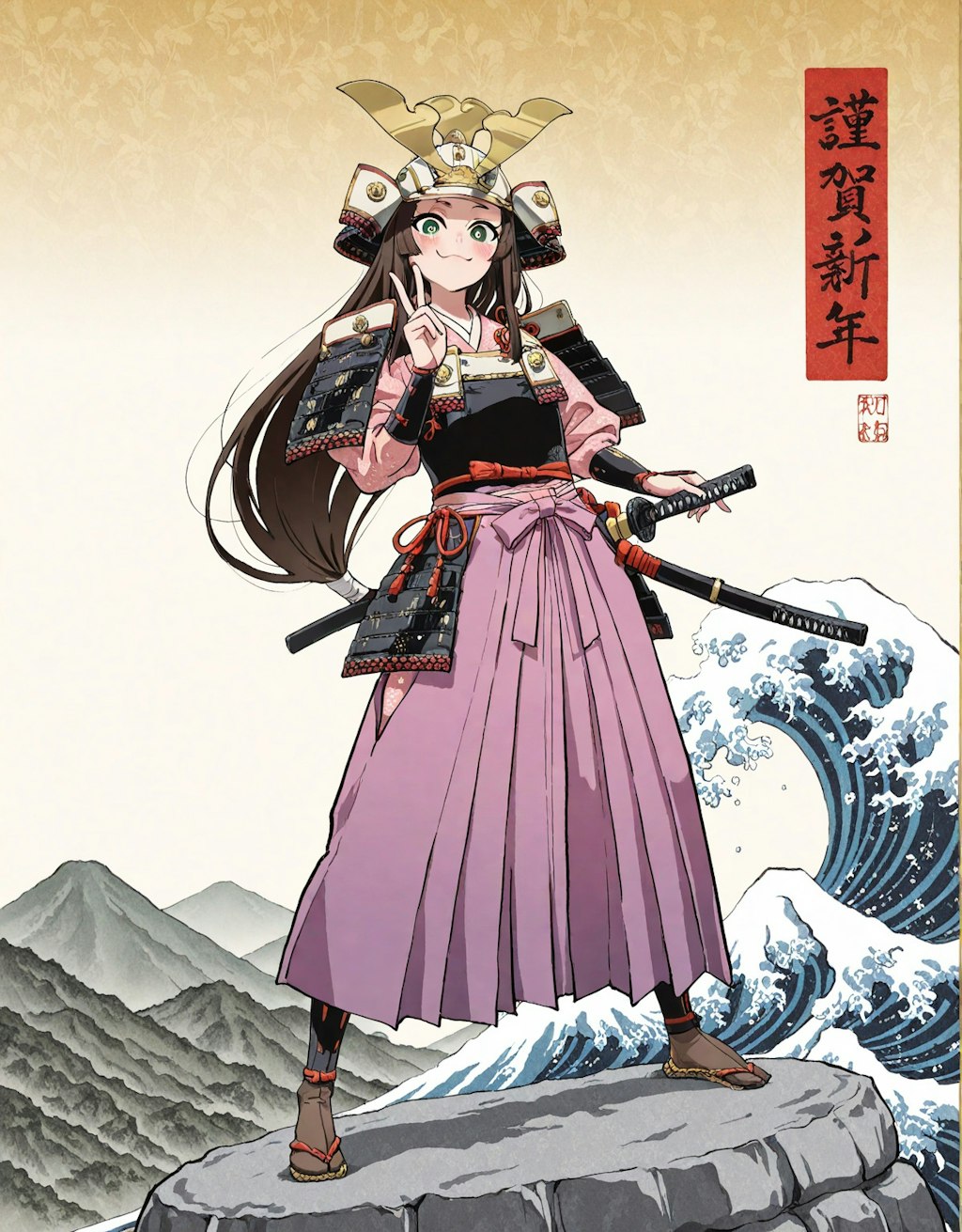 武者絵　兎佐美々駿河守定行（むしゃえ　うさみみするがのかみさだゆき）
