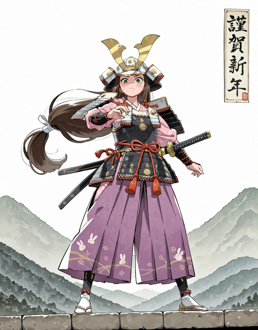武者絵　兎佐美々駿河守定行（むしゃえ　うさみみするがのかみさだゆき）