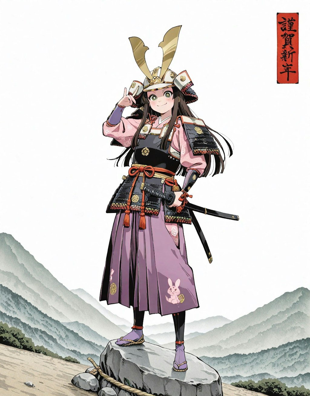 武者絵　兎佐美々駿河守定行（むしゃえ　うさみみするがのかみさだゆき）