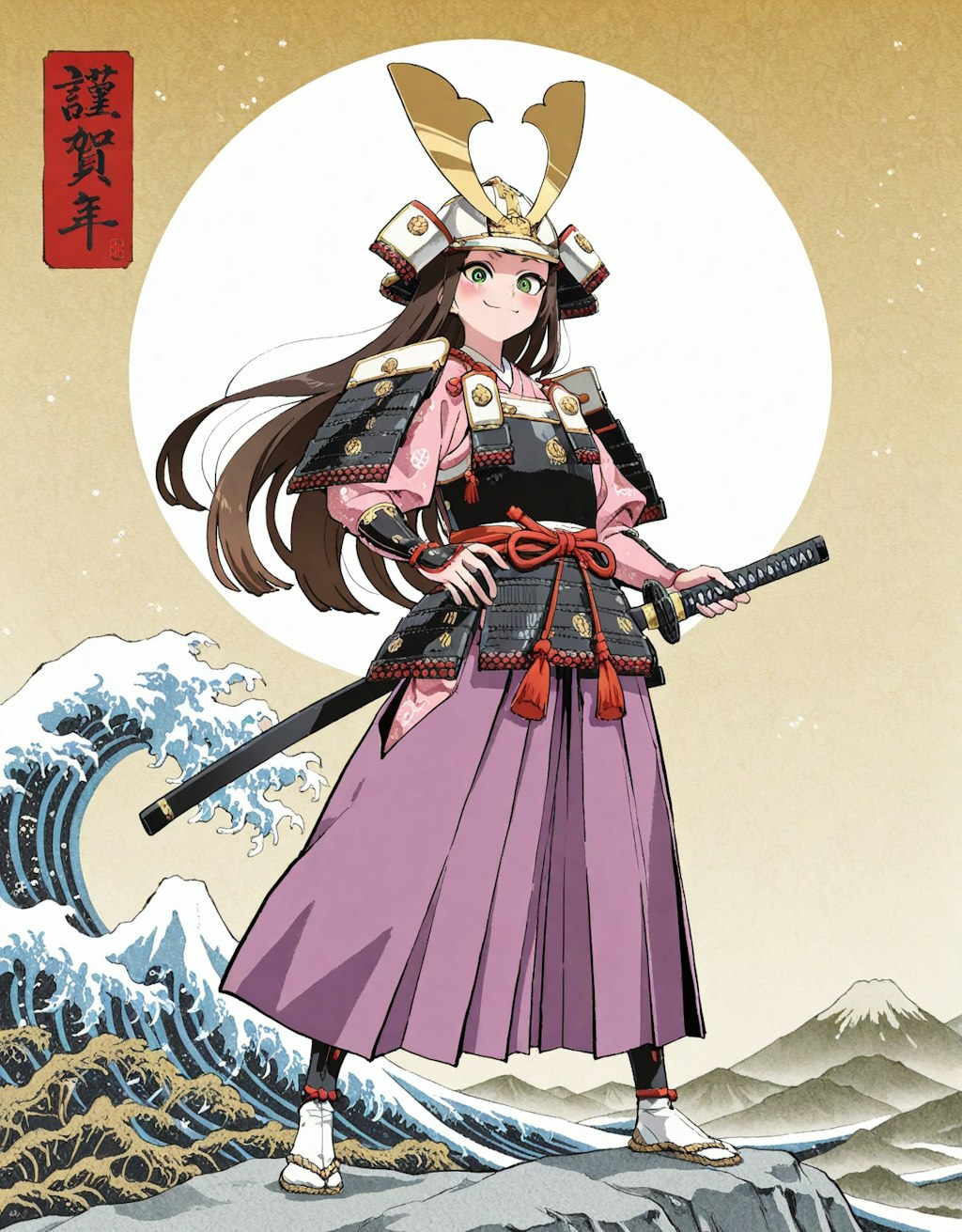 武者絵　兎佐美々駿河守定行（むしゃえ　うさみみするがのかみさだゆき）