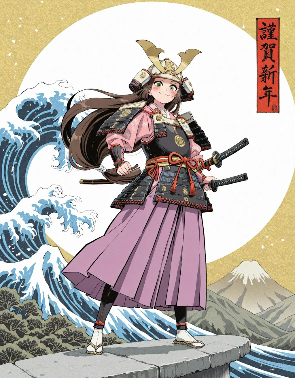 武者絵　兎佐美々駿河守定行（むしゃえ　うさみみするがのかみさだゆき）