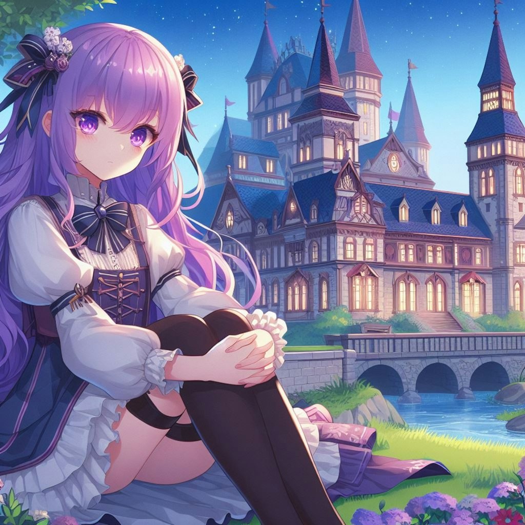 お城と女の子 a girl at with the castle