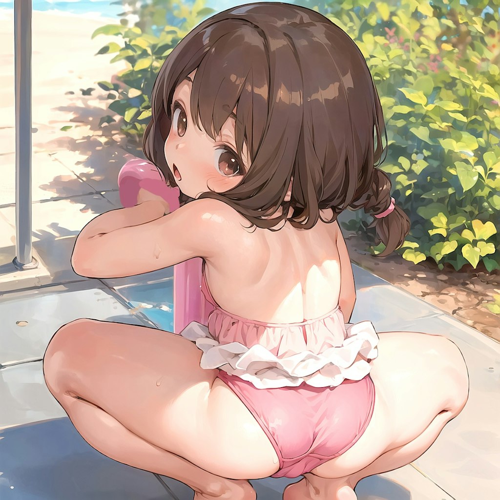 ピンク水着の女の子