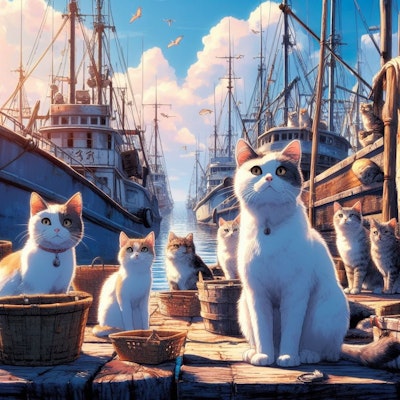 漁港の猫たち