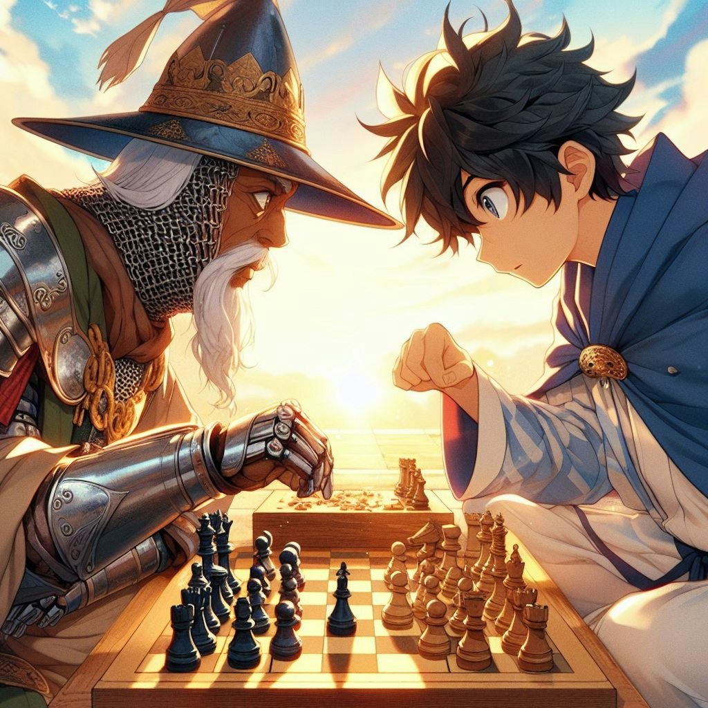 老練の騎士と若輩の棋士とがガチ対決