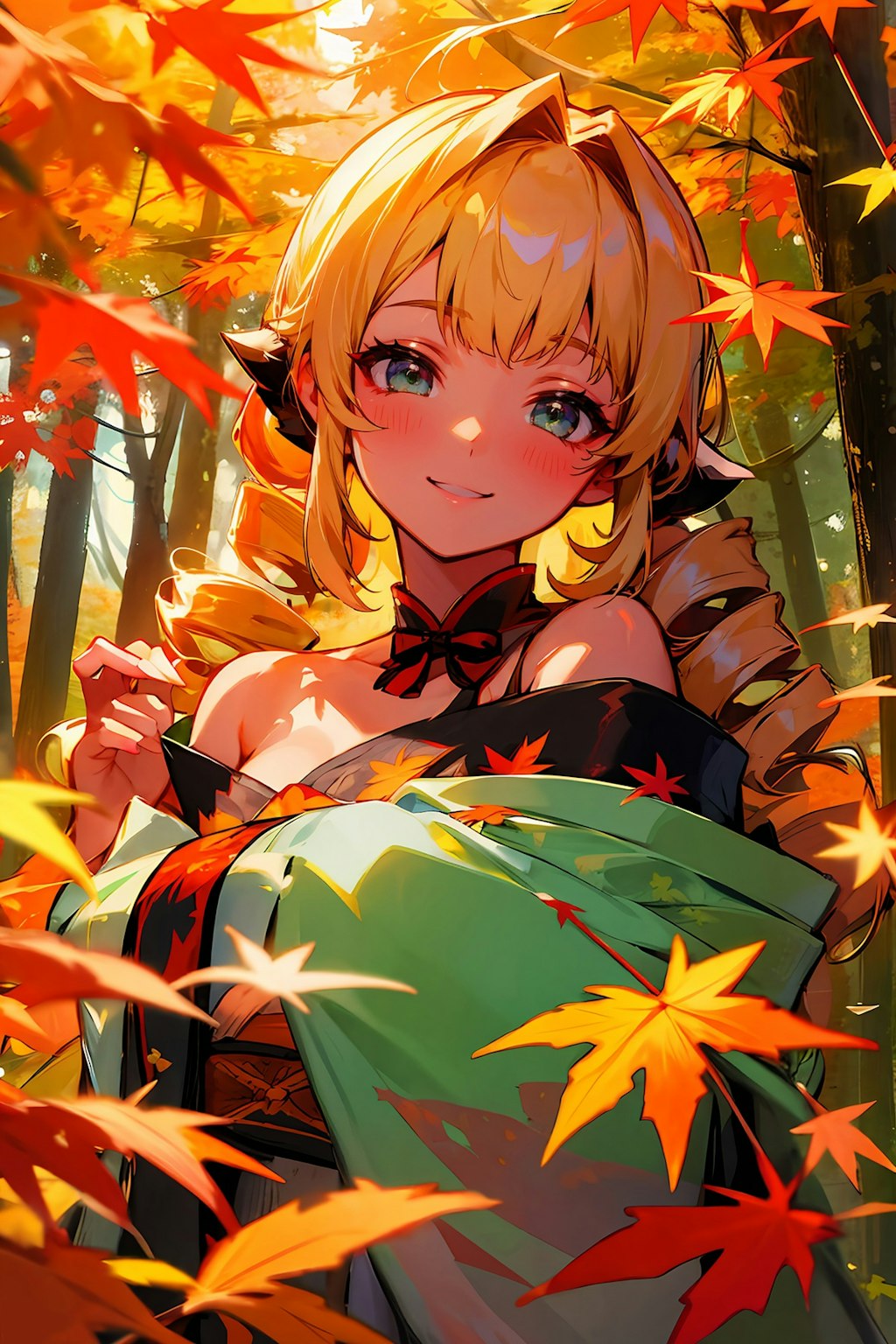 オフショルダー姫？ 和装 in 紅葉