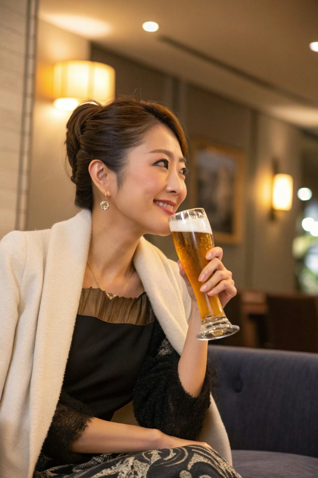 ビールを飲む美女