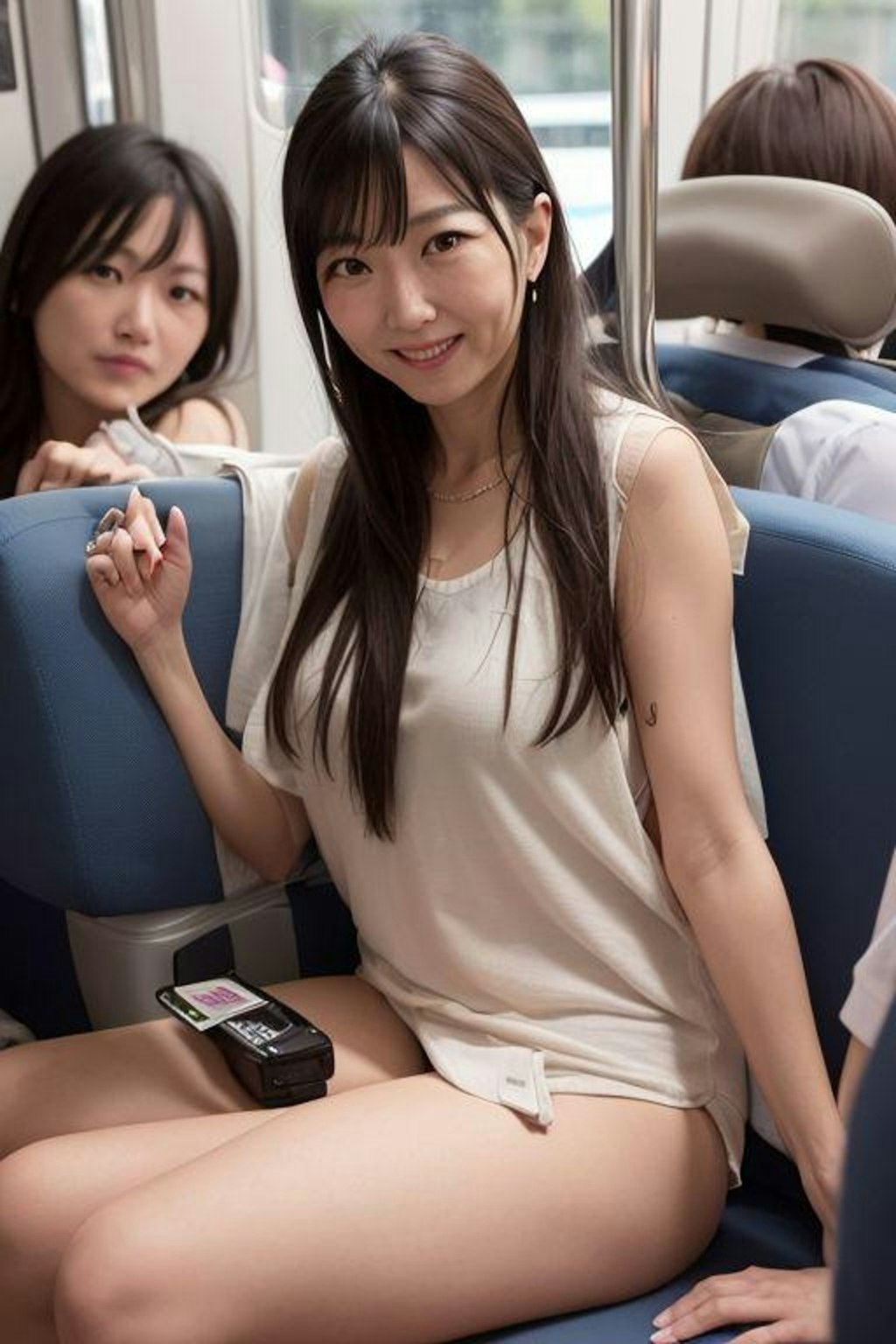 人妻電車でセクシー