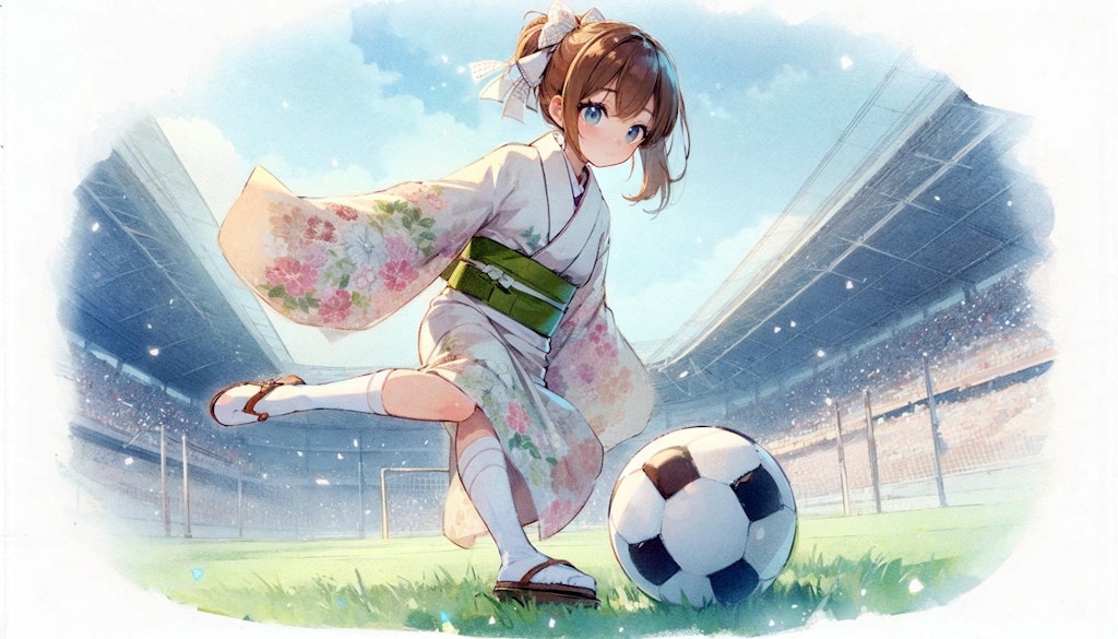 サッカー女子 (和の少女32)