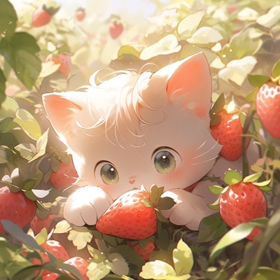 子猫とイチゴ