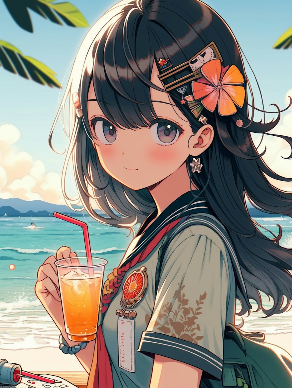 オレンジジュースと海と彼女🍊