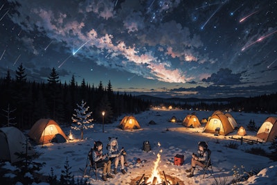 冬空の下のキャンプ