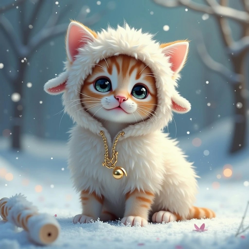 Kitten in winter clothes