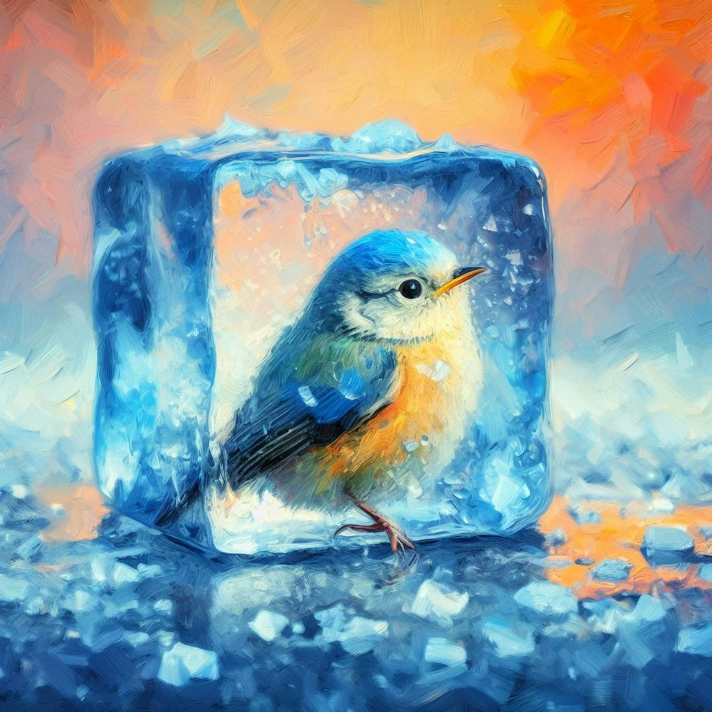 Frozen in ice cube