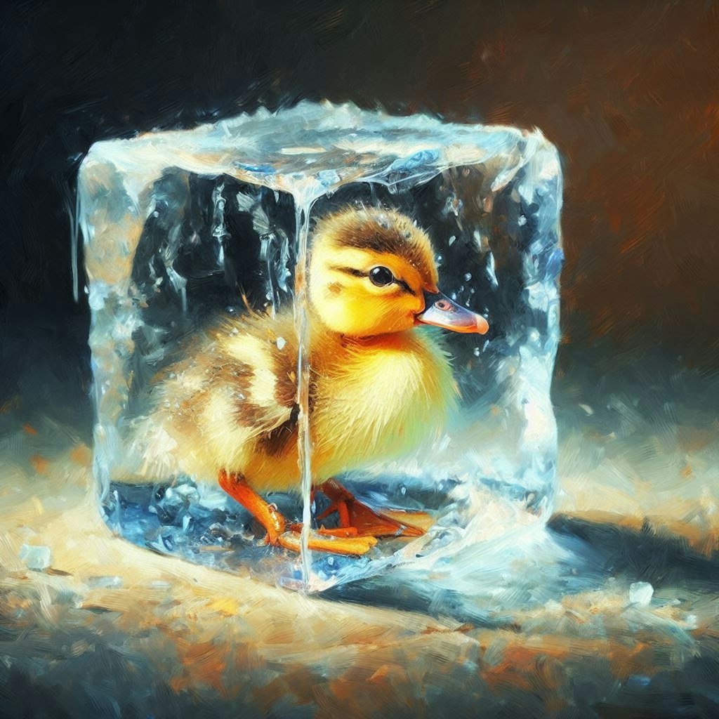 Frozen in ice cube