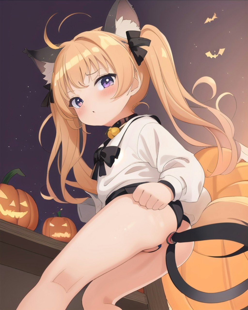 ハロウィンと猫耳ツインテールの女の子 04