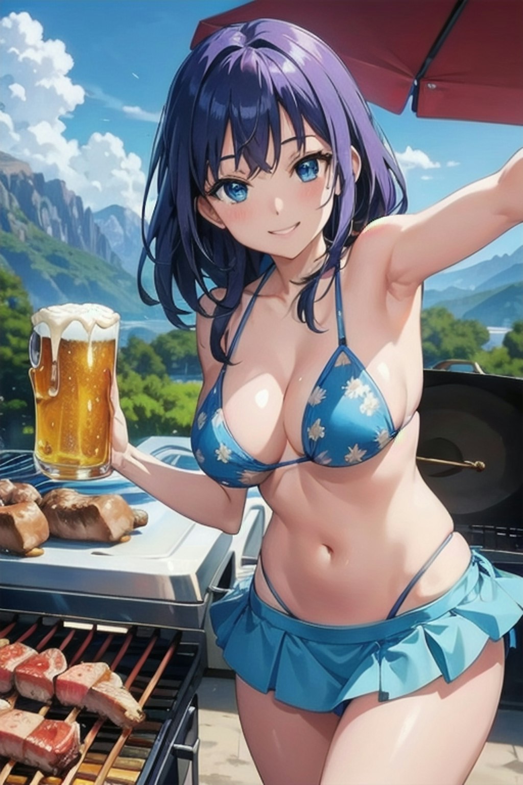 水着でBBQ🍖🔥👙