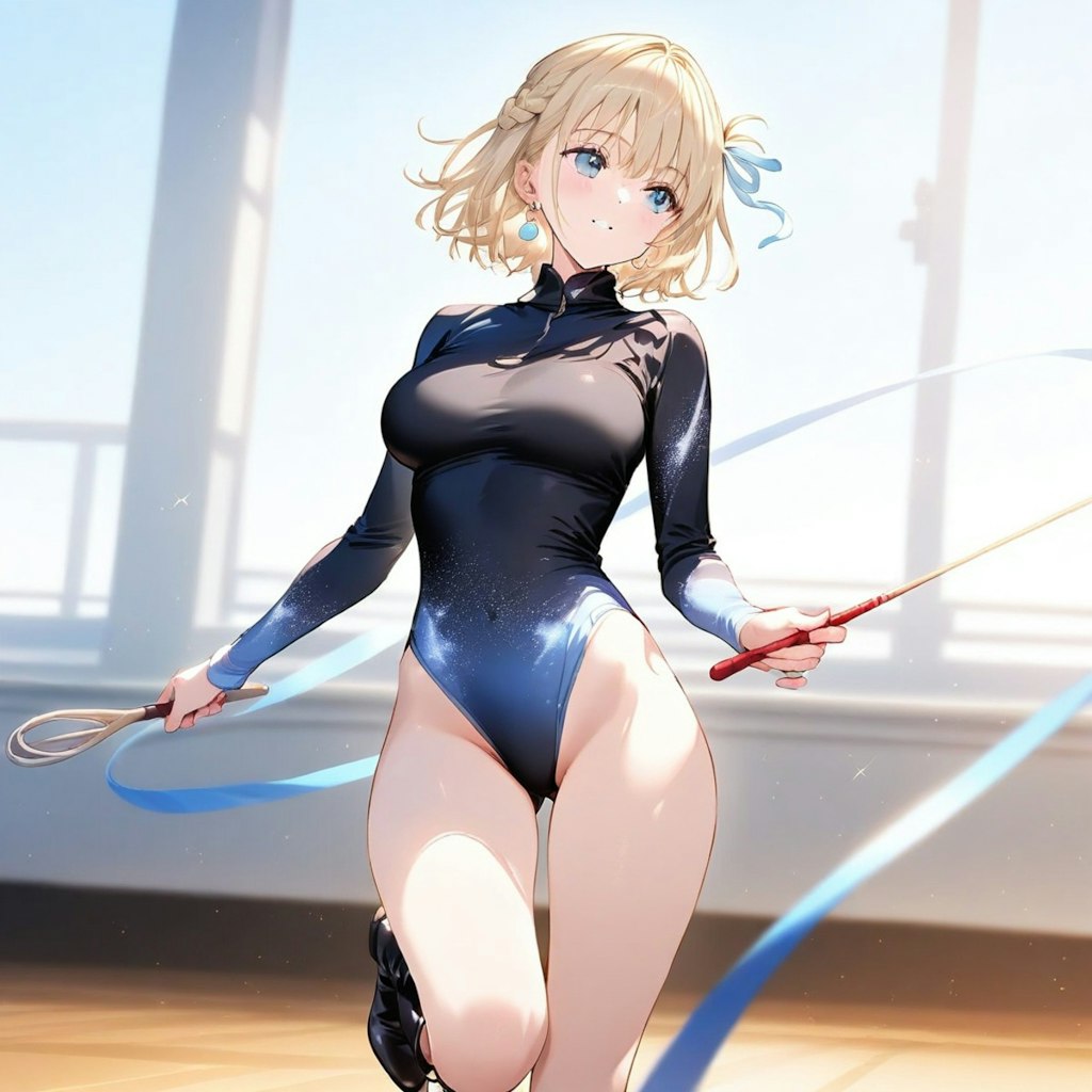 金髪ショート新体操美少女
