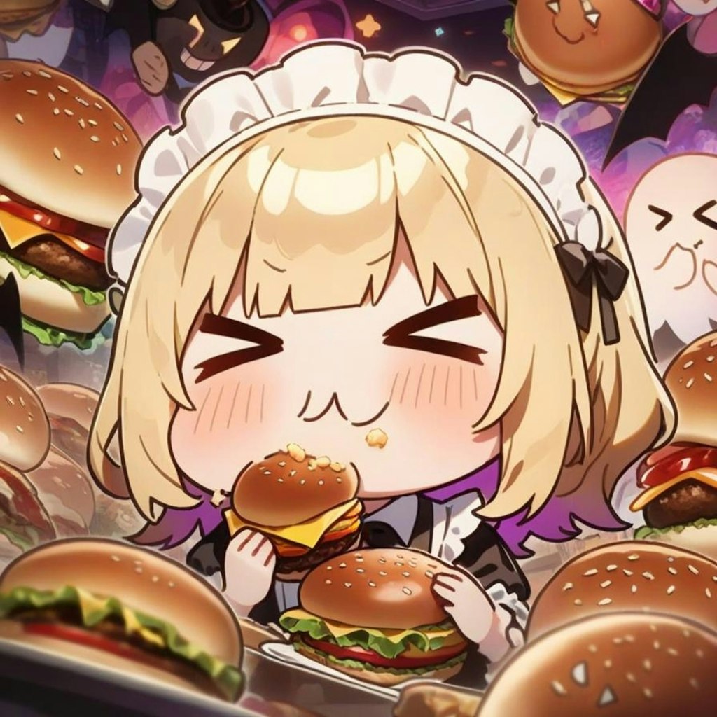 👻おバーガー三昧だよ！🍔メイドちゃん！👻